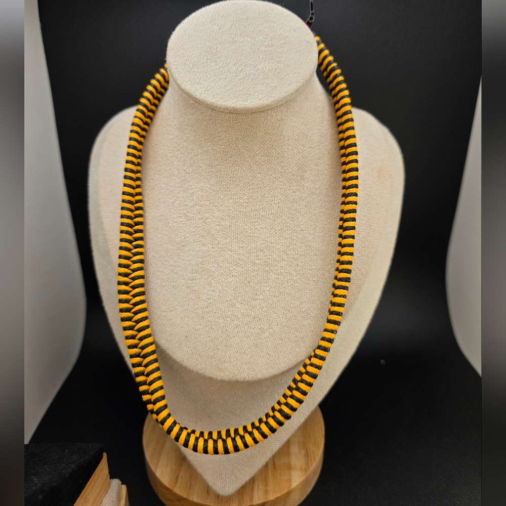 Paparazzi Striped Black and Yellow Necklace (2119)